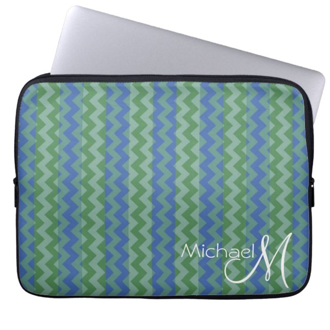 Trendy Chevron Zigzag Custom Monogram 8 Laptop Sleeve (Voorkant)