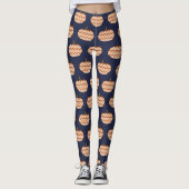 Trendy Chevrons pompoenen & marineblauw Leggings (Voorkant)
