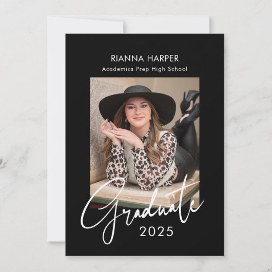 Trendy Chic 2 Foto's Afstuderen Open Huis Aankondiging (Voorkant)