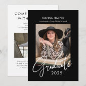 Trendy Chic 2 Foto's Afstuderen Open Huis Aankondiging (Voorkant / Achterkant)