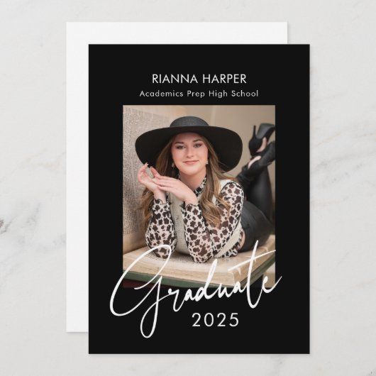 Trendy Chic 2 Foto's Afstuderen Open Huis Aankondiging (Voorkant / Achterkant)