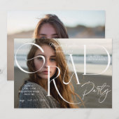 Trendy Chic Afstudeerfeest Uitnodiging Foto Kaart (Voorkant / Achterkant)