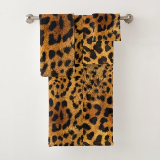 trendy chic animal patroon brown leopard print bad handdoek (Insitu)