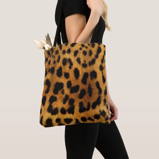 trendy chic animal patroon brown leopard print tote bag (Dichtbij)