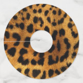 trendy chic animal patroon brown leopard print wijnglaslabel (Voorkant)