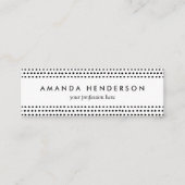 Trendy Chic Black en White Stippen Pattern Mini Visitekaartje (Voorkant)
