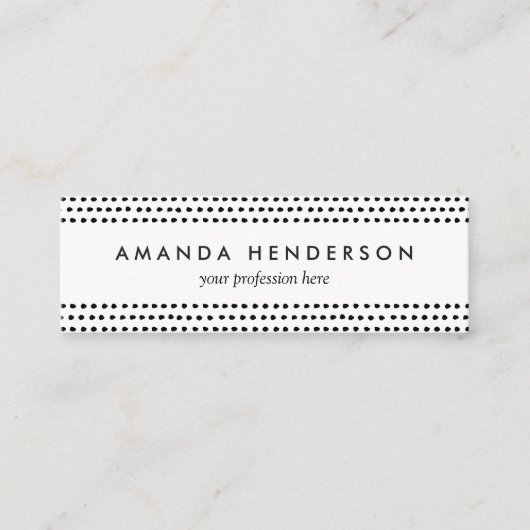 Trendy Chic Black en White Stippen Pattern Mini Visitekaartje (Voorkant)