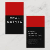 Trendy Chic Black Red Striped Agent Visitekaartje (Voorkant / Achterkant)