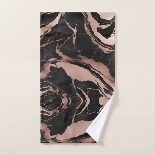 Trendy Chic Black Rose Gold Marble Bad Handdoek (Handdoek)