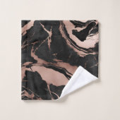 Trendy Chic Black Rose Gold Marble Bad Handdoek (Wasdoekje)