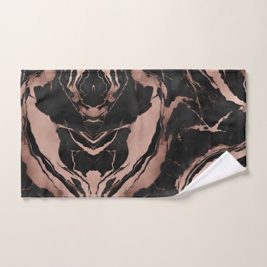 Trendy Chic Black Rose Gold Marble Bad Handdoek (Handdoek)