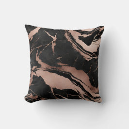 Trendy Chic Black Rose Gold Marble Kussen