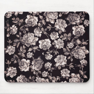 Trendy Chic Black & White Vintage Elegant Floral Muismat