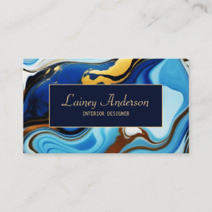 Trendy chic Blauw geel Goud namaarmeriet Visitekaartje