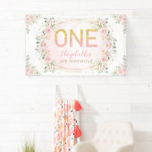 Trendy Chic Blush Gold Pink Floral 1 oktober Spandoek (Insitu)