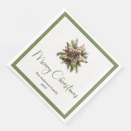 Trendy Chic Boho Christmas Tree in Botanical Style Servet (Hoek)