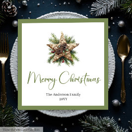 Trendy Chic Boho Christmas Tree in Botanical Style Servet