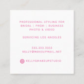 Trendy Chic Bold Pink Script make up kunstenaar Vierkante Visitekaartje (Achterkant)