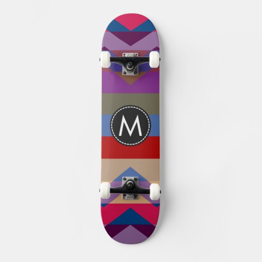 Trendy Chic Chevron Strepen Patroon #5 Skateboard (Voorkant)