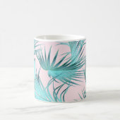Trendy Chic Coastal Palms Pattern met Monogram Koffiemok (Center)