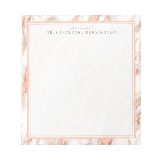 Trendy Chic Copper Roos Gold Foil marble Notitieblok (Voorkant)