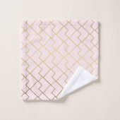 Trendy Chic Geometric Golden Blush Tegels Patroon Bad Handdoek (Wasdoekje)