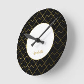 Trendy Chic Geometric Golden Blush Tiles Pattern Ronde Klok (Hoek)