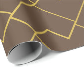 Trendy Chic Geometric Golden Brown Cadeaupapier (Rol Hoek)