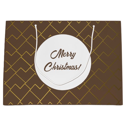 Trendy Chic Geometric Golden Brown Groot Cadeauzakje (Voorkant)