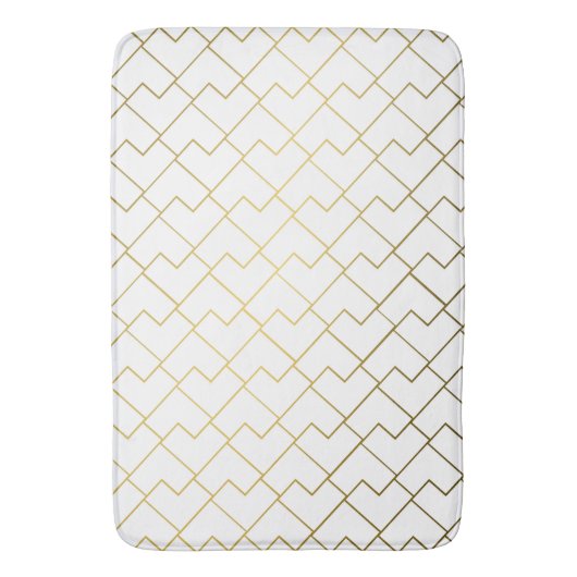 Trendy Chic Geometric Golden Tegels Pattern Bath M Badmat (Voorkant Verticaal)