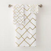 Trendy Chic Geometric Golden Tiles Pattern Bad Handdoek (Insitu)