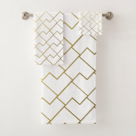 Trendy Chic Geometric Golden Tiles Pattern Bad Handdoek
