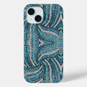 trendy chic geometric lines grijs blauwe neushoorn iPhone 15 case