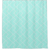 Trendy Chic Geometric Turquoise White Tegels Douchegordijn (Voorkant)