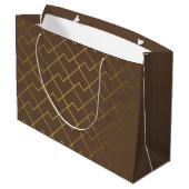 Trendy Chic Geometrisch Goudbruin Groot Cadeauzakje (Achterkant Gekanteld)