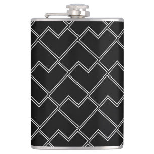 Trendy Chic Geometrisch Zwart en Wit Heupfles
