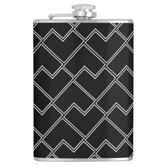 Trendy Chic Geometrisch Zwart en Wit Heupfles (Voorkant)
