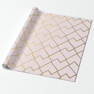 Trendy Chic Geometrische Gouden Blush Tegels Cadeaupapier