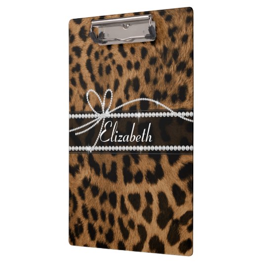 Trendy chic girly bruinrode luipaard klembord (Links)