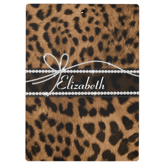Trendy chic girly bruinrode luipaard klembord (Achterkant)