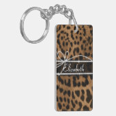 Trendy chic girly bruinrode luipaard sleutelhanger (Voorkant Links)