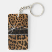 Trendy chic girly bruinrode luipaard sleutelhanger (achterkant)