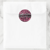 Trendy chic girly faux hot roze leopard animal ronde sticker (Tas)