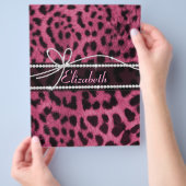 Trendy chic girly faux hot roze luipaard flyer (Hand)