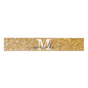 Trendy Chic Girly Gold Glitter Monogramname Name Lineaal