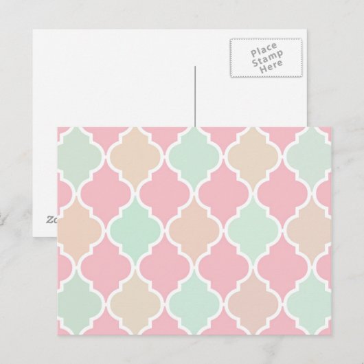 Trendy Chic Girly Pink Green Quatrefoil Patroon Briefkaart (Voorkant / Achterkant)
