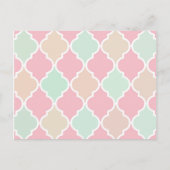 Trendy Chic Girly Pink Green Quatrefoil Patroon Briefkaart (Voorkant)