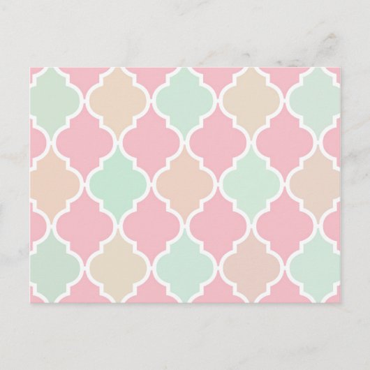 Trendy Chic Girly Pink Green Quatrefoil Patroon Briefkaart (Voorkant)