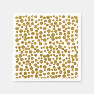 Trendy Chic Gold Polka Dots Glitter Foto Print Servetten