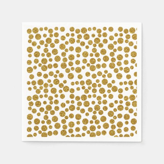 Trendy Chic Gold Polka Dots Glitter Foto Print Servetten (Voorkant)